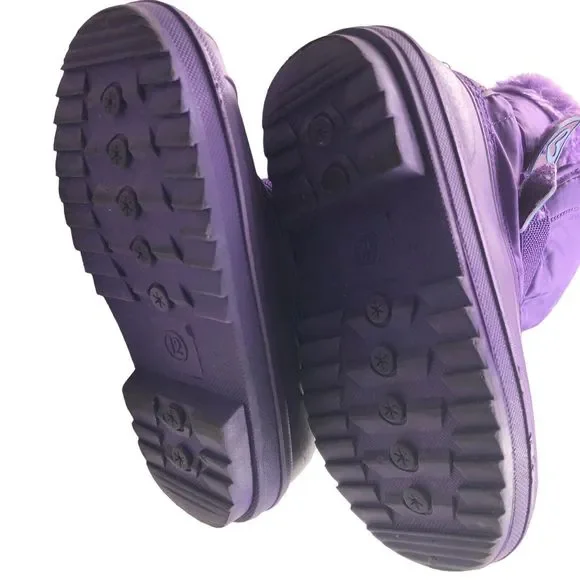Girls Size 12 Lined Snow Boots Purple Thermolite Purple Faux Fur Winter Boots - Picture 6 of 9